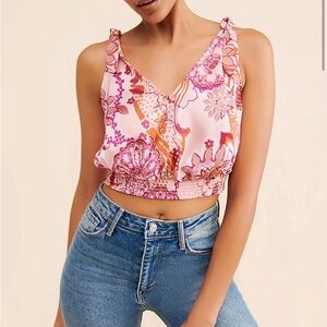 Free People INTIMATELY Women's Weekend In Montauk Floral Cropped Top Sz Med